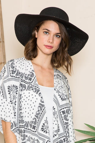Printed Belt Sunhat in Black