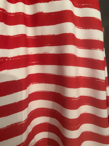 Red and White Striped A-line Style Athletic & Swim Skirt with Capri Leggings