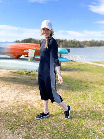 Black Athletic & Swim Dress with Customizable Sleeves & Length