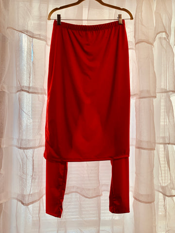 Red Athletic Pencil Style Skirt with Built-in Leggings