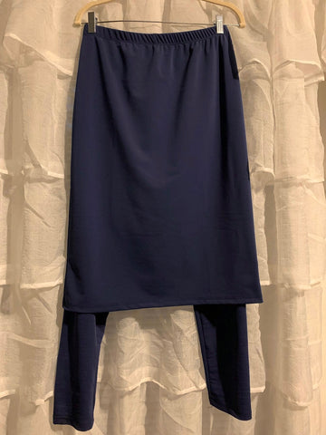Navy Athletic Pencil Style Skirt with Built-in Leggings