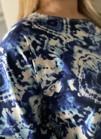 Size Small Blue Tie Dye Kimono Style Swim Dress
