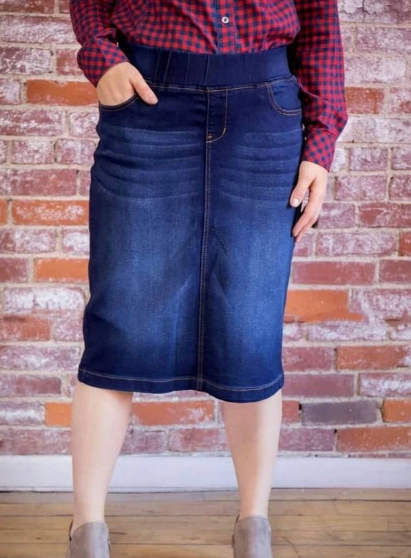 Jean skirt elastic clearance waist