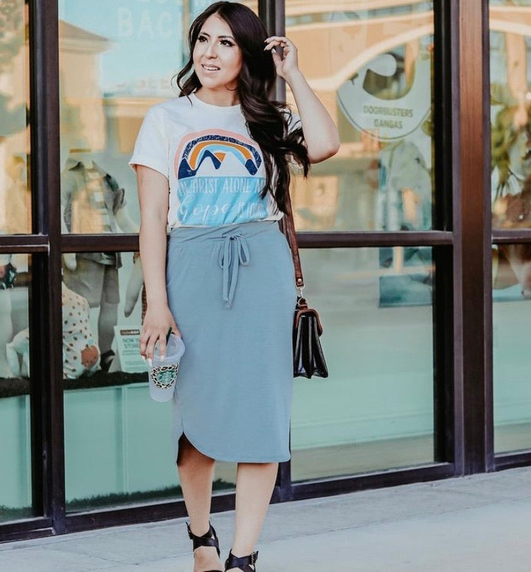 Blue Gray Weekender Drawstring Skirt