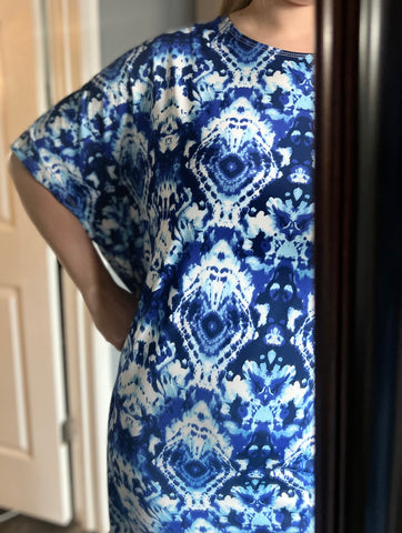 Size Small Blue Tie Dye Kimono Style Swim Dress
